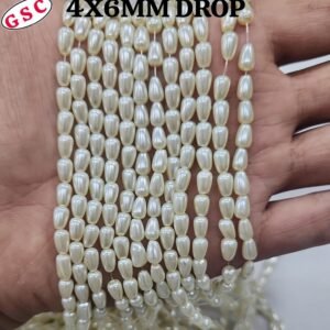 4*6MM GLASS PEARL DROP OFF WHITE