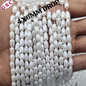 4*6MM GLASS PEARL DROP WHITE