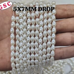 5*7MM GLASS PEARL DROP OFF WHITE