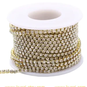 RHINESTONE 18PP WHITE STONE WITH GOLDEN CHAINS